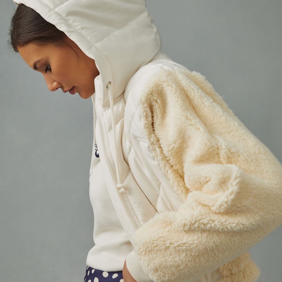 NWT Anthropologie sherpa/ puffer  hooded jacket - Picture 1 of 10